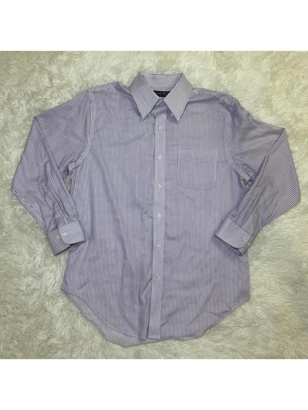 Ralph Lauren Classic Fit Men's Button Up Size 16 32/33 Striped Purple